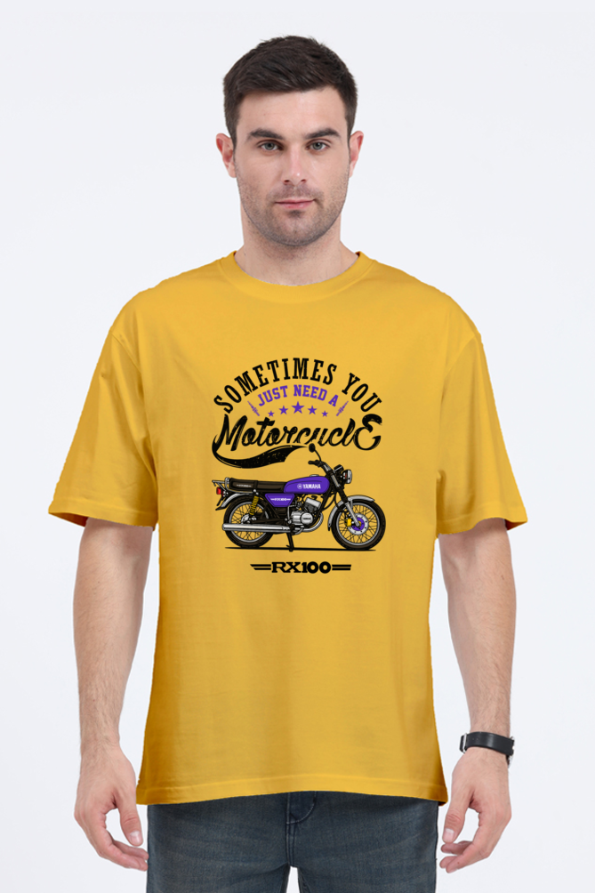 Yamaha RX100 Blue Oversized Tshirt | Sometimes you just need a motorcycle Frot Print - Image 6