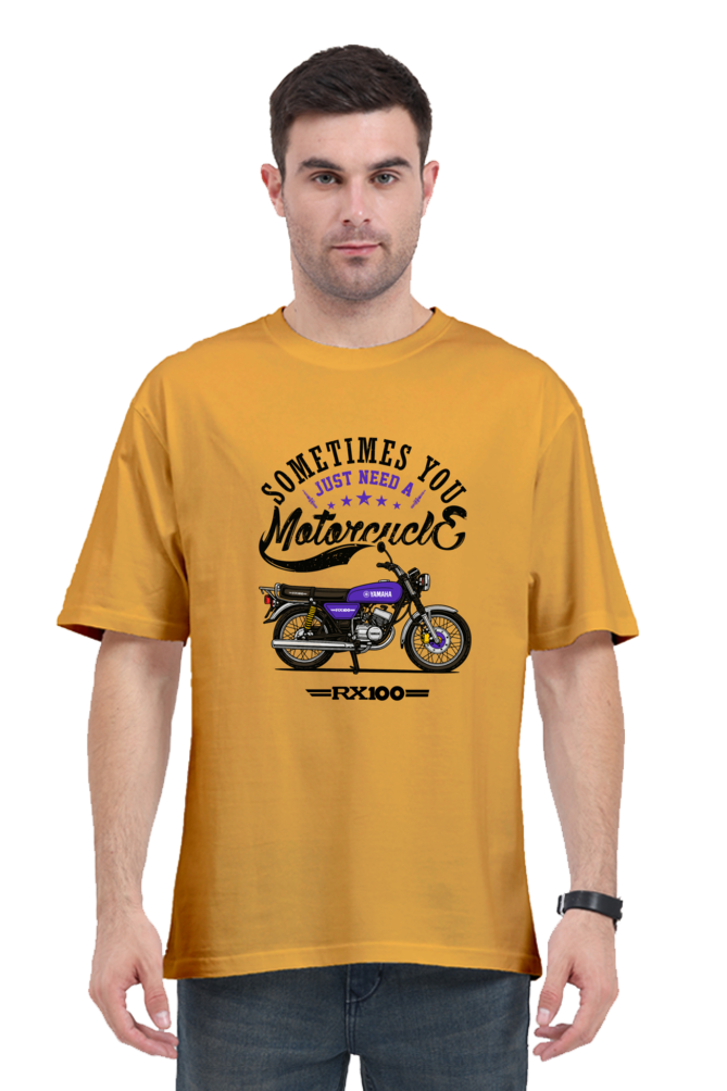 Yamaha RX100 Blue Oversized Tshirt | Sometimes you just need a motorcycle Frot Print - Image 7