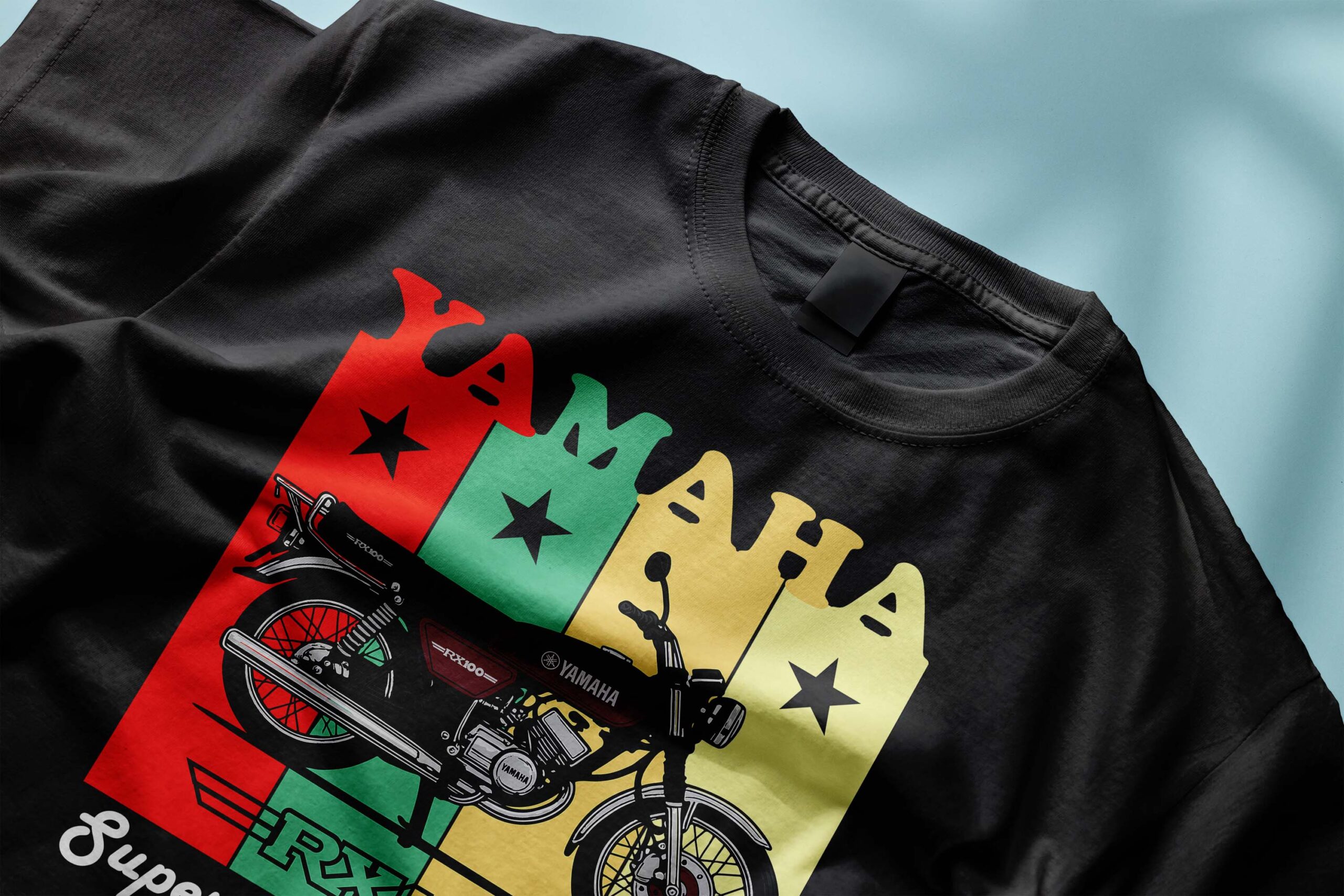 Yamaha RX100 Print | Standard Tee | 180 GSM Fabric Black - Image 5