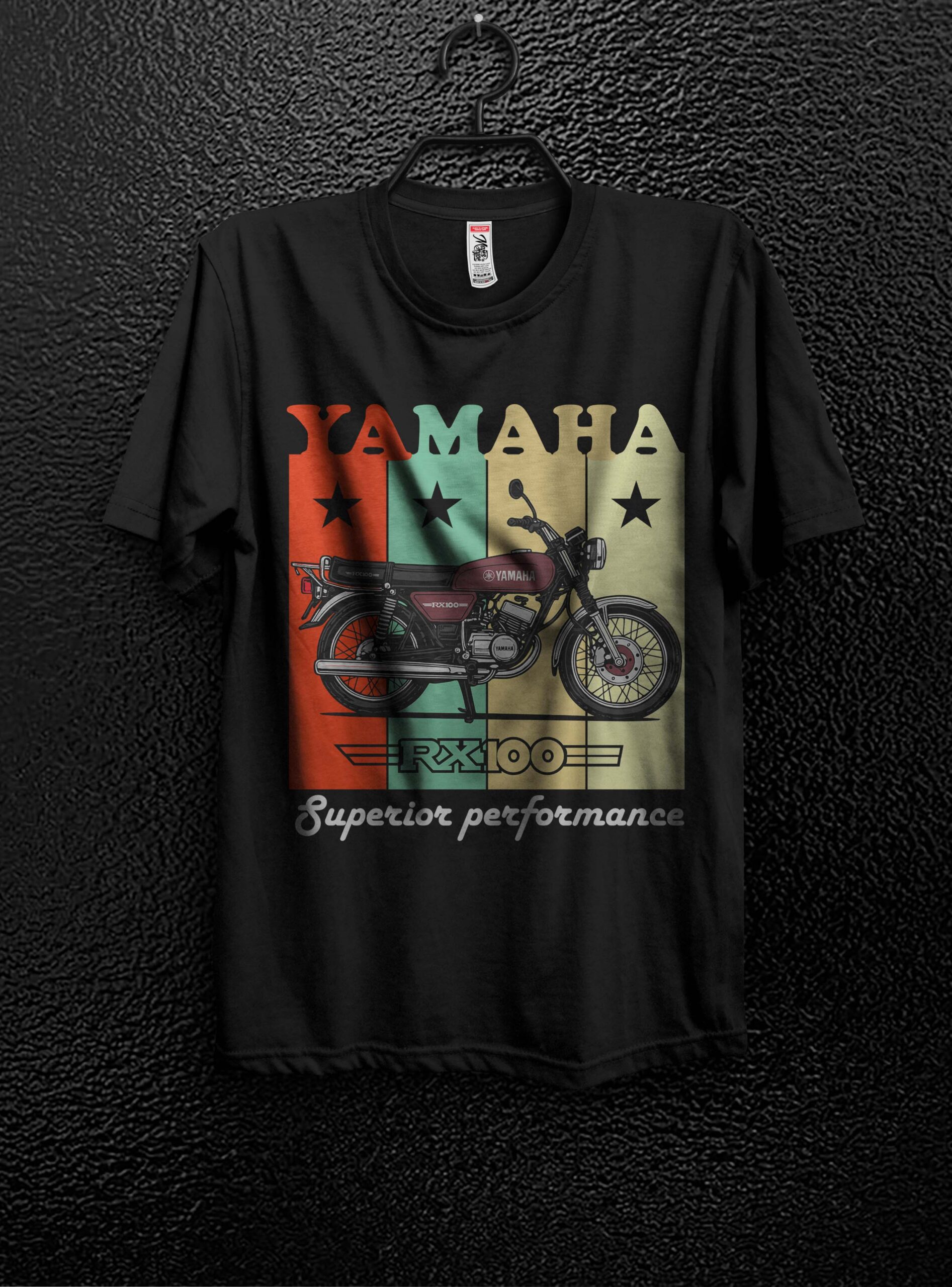 Yamaha RX100 Print | Standard Tee | 180 GSM Fabric Black - Image 3
