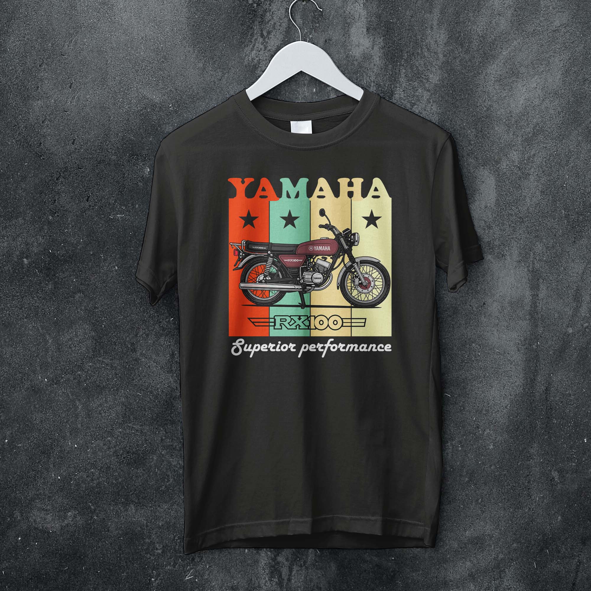 Yamaha RX100 Print | Standard Tee | 180 GSM Fabric Black - Image 2